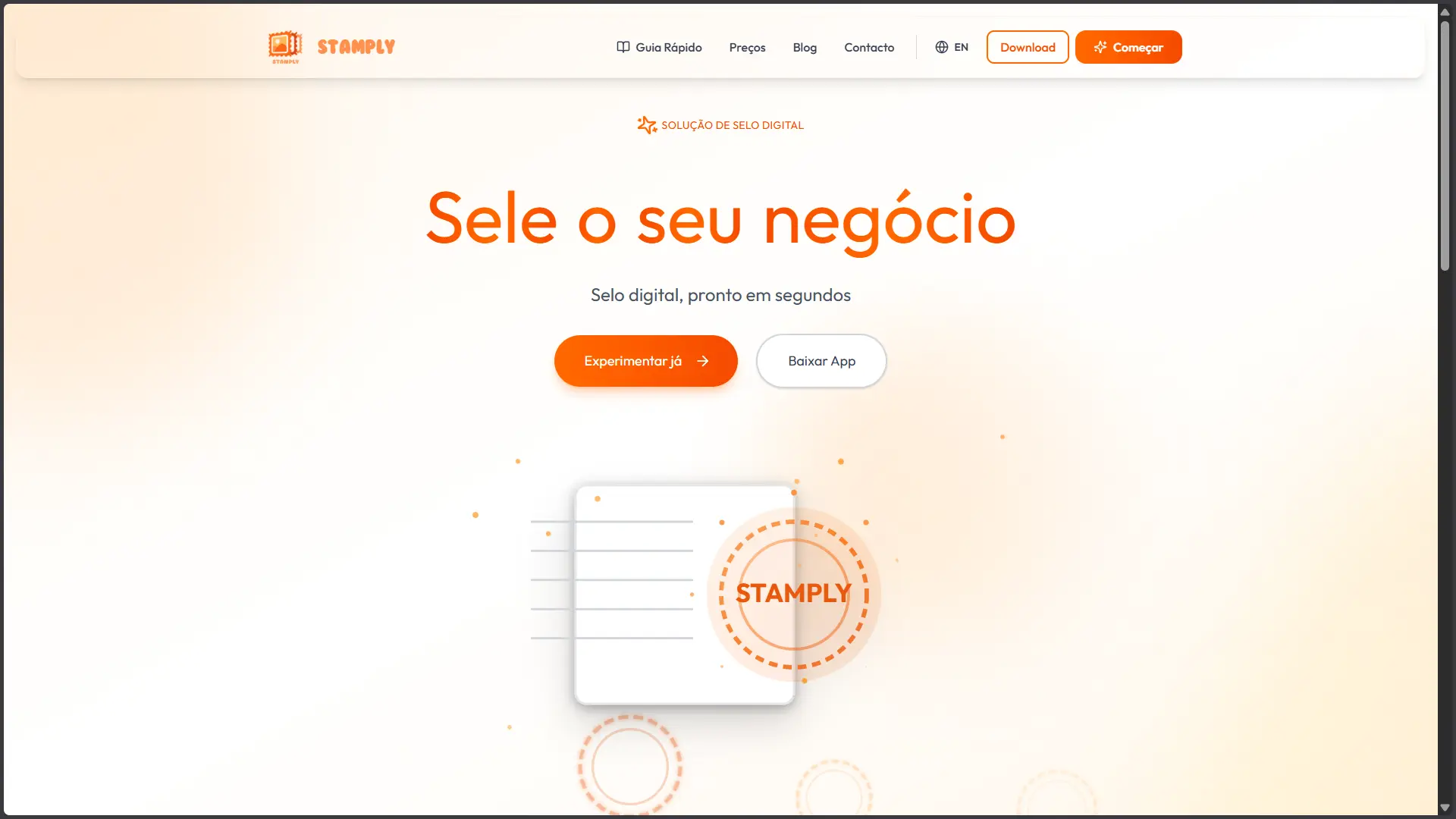 Interface da plataforma Stamply para workflows e produtividade